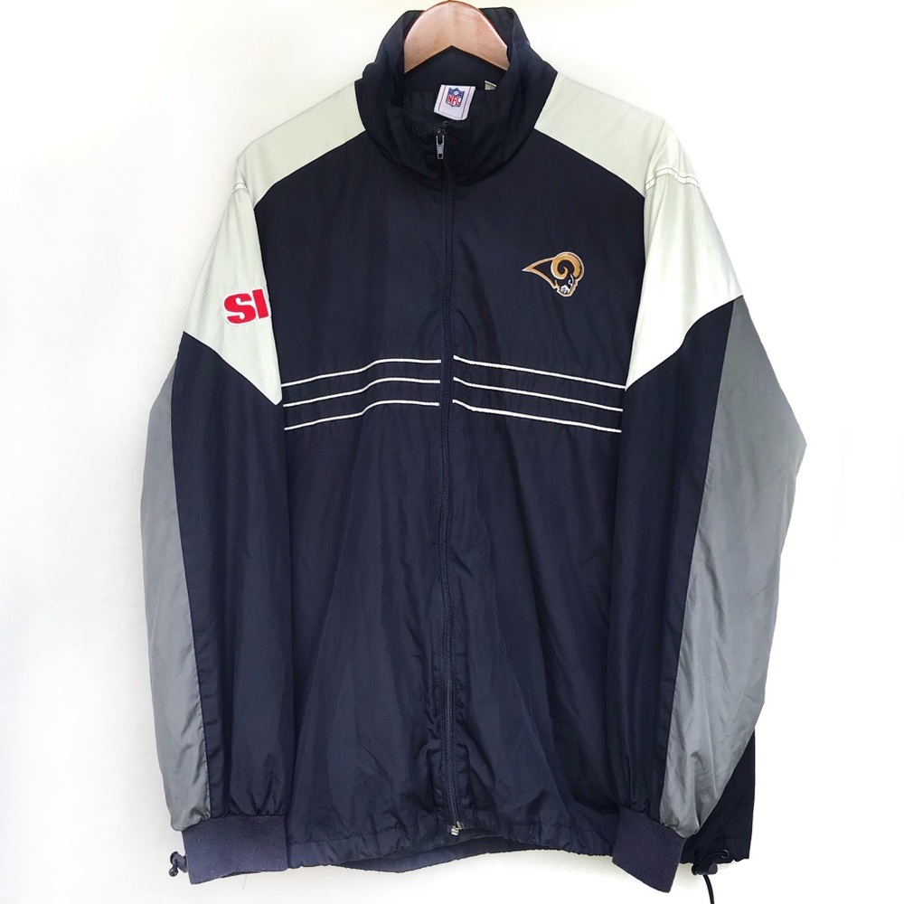 Los Angeles Rams Windbreaker Jacket XL Navy Grey